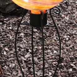 Sunnydaze Decor Sunnydaze Outdoor Graceful Curved Steel Gazing Globe Stand - 18.25" - Black -Furniture GUEST 45c11251 dc11 4680 9787 f04bf093f2b1