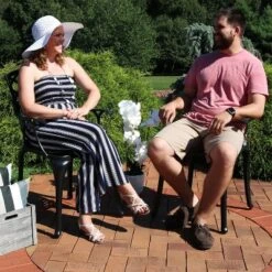 Sunnydaze Decor Sunnydaze Outdoor Crossweave Design Black Cast Aluminum Patio Dining Chair, 2pk -Furniture GUEST 45c61489 c91a 49c5 bcc2 a581bcf0dc12