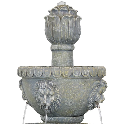 Sunnydaze Decor Sunnydaze 53"H Electric Fiberglass And Resin 4-Tier Lion Head Design Outdoor Water Fountain 4 Sunnydaze Decor Sunnydaze 53"H Electric Fiberglass And Resin 4-Tier Lion Head Design Outdoor Water Fountain - Image 2