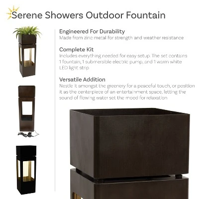Sunnydaze Decor Sunnydaze 36" H Serene Showers Zinc Outdoor Water Fountain With Warm White LED Lights 4 Sunnydaze Decor Sunnydaze 36" H Serene Showers Zinc Outdoor Water Fountain With Warm White LED Lights - Image 2