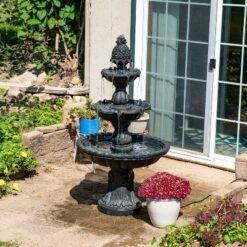 Sunnydaze Decor Sunnydaze Electric Fiberglass 3-Tier Welcome Pineapple Top Outdoor Water Fountain - 57" -Furniture GUEST 480b9c7f c103 4ae6 9a85 65ef94a1b6b2