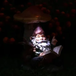Sunnydaze Decor Sunnydaze Bernard The Bookworm Resin Indoor/Outdoor Garden Gnome With Mushroom And Solar Light - 16" H -Furniture GUEST 4904017a 26ad 4a08 8c8f 31464e58d749