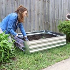Sunnydaze Decor Sunnydaze Raised Corrugated Galvanized Steel Rectangle Garden Bed For Plants, Vegetables, And Flowers - 47" W X 11.75" H -Furniture GUEST 4a1f67cf a08c 4b84 b30d 411225e0497d