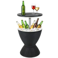 Sunnydaze Decor Sunnydaze Rattan Design Patio Bar Cooler Table With Height-Adjustable Tabletop - Phantom Gray -Furniture GUEST 4a525f7e 6681 421f 902d 8c3883ecb5f5