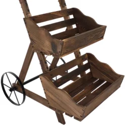 Sunnydaze Decor Sunnydaze 3-Tier Wooden Rolling Planter - Fir Wood - 39.25" - Brown -Furniture GUEST 4ac52912 11b5 4850 9599 881faf7867a8