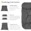 Sunnydaze Decor Sunnydaze Outdoor Andrei Double Egg Chair Replacement Cushion Set With Pillows And Seat Cushion - Dark Gray