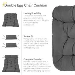 Sunnydaze Decor Sunnydaze Outdoor Andrei Double Egg Chair Replacement Cushion Set With Pillows And Seat Cushion - Dark Gray