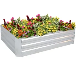 Sunnydaze Decor Sunnydaze Raised Corrugated Galvanized Steel Rectangle Garden Bed For Plants, Vegetables, And Flowers - 47" W X 11.75" H -Furniture GUEST 4c00c7c7 a4aa 4bcc b054 7f5f4cb95777