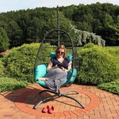 Sunnydaze Decor Sunnydaze Outdoor Resin Wicker Patio Penelope Hanging Basket Egg Chair Swing With Cushions, Headrest, And Steel Stand Set - 3pc 14 Sunnydaze Decor Sunnydaze Outdoor Resin Wicker Patio Penelope Hanging Basket Egg Chair Swing With Cushions, Headrest, And Steel Stand Set - 3pc -Furniture GUEST 4c0904b0 68b6 4e91 865f b663c1c4ceba