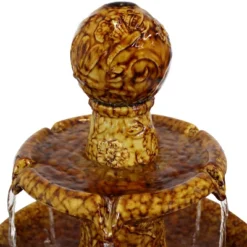 Sunnydaze Decor Sunnydaze 43"H Electric Ceramic 3-Tier Floral Motif Outdoor Water Fountain With LED Lights -Furniture GUEST 4cb3cb14 dad6 47f3 b82c e061f336d325