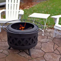 Sunnydaze Decor Sunnydaze Crossweave Outdoor Wood-Burning Steel Smokeless Fire Pit For The Backyard - Black - 30"