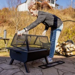 Sunnydaze Decor Sunnydaze Steel Grilling Fire Pit With Mesh Spark Screen And Protective PVC Cover - Black - 36." W X 32.5" D X 23.75" H -Furniture GUEST 4d27b0ca 5b86 4357 a23f 6b65d68815af