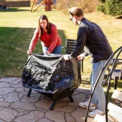 Sunnydaze Decor Sunnydaze Steel Grilling Fire Pit With Mesh Spark Screen And Protective PVC Cover - Black - 36." W X 32.5" D X 23.75" H -Furniture GUEST 4db4b9c5 889f 4fdf b9c1 b98a7dbb83bf