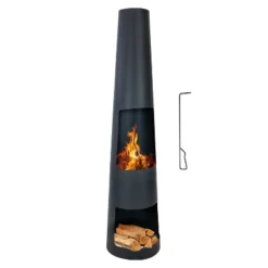 Sunnydaze Decor Sunnydaze Steel Chiminea With Built-In Log Holder - Black - 59" H -Furniture GUEST 4e46b528 dc51 41f4 923e 9d3d0839f1ee
