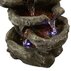 Sunnydaze Decor Sunnydaze Indoor Home Office Relaxing 6-Tiered Stone Falls Tabletop Water Fountain With LED Lights - 15" -Furniture GUEST 4e584972 82a9 4323 a5d7 6b3345cc0f33