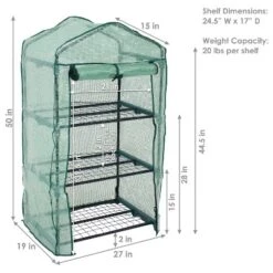 Sunnydaze Decor Sunnydaze Outdoor Portable Growing Rack 3-Tier Greenhouse With Roll-Up Door - 3 Shelves - Green 15 Sunnydaze Decor Sunnydaze Outdoor Portable Growing Rack 3-Tier Greenhouse With Roll-Up Door - 3 Shelves - Green -Furniture GUEST 4e697680 d7c0 4b29 8a27 f37a3cf573f0