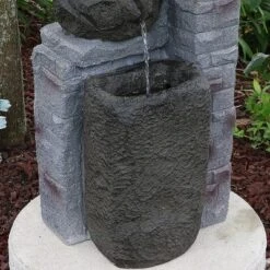 Sunnydaze Decor Sunnydaze Outdoor Polyresin Solar Powered Stone Bowls Water Fountain With LED Lights And Backup Battery - 30" -Furniture GUEST 4eabd169 20c0 4241 90ff 16c502edbbe9