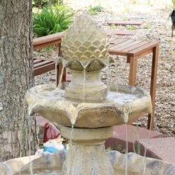 Sunnydaze Decor Sunnydaze 45" H Outdoor Arcade 2-Tier Solar Water Fountain With Battery Backup And LED Light -Furniture GUEST 4ed0f48a 8486 4ee3 8095 b97dc5ba214e