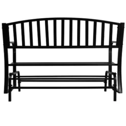 Sunnydaze Decor Sunnydaze 50" 2-Person Metal Outdoor Glider Bench, Black -Furniture GUEST 4ee8487e cb4d 41ea b578 3c59c2fab6a9