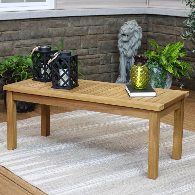 Sunnydaze Decor Sunnydaze Outdoor Solid Teak Wood With Light Stained Finish Rectangular Coffee Table - 44" - Light Brown 7 Sunnydaze Decor Sunnydaze Outdoor Solid Teak Wood With Light Stained Finish Rectangular Coffee Table - 44" - Light Brown - Image 5
