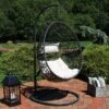 Sunnydaze Decor Sunnydaze Outdoor Resin Wicker Patio Caroline Lounge Hanging Basket Egg Chair Swing With Cushions And Steel Stand Set- 3pc -Furniture GUEST 51d61288 d888 42f1 a0b4 2b4f3a2ecb77