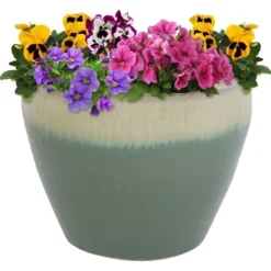 Sunnydaze Decor Sunnydaze Chalet Outdoor/Indoor High-Fired Glazed UV- And Frost-Resistant Ceramic Planter With Drainage Holes - 15" Diameter -Furniture GUEST 51d8bff7 4cb1 4143 9883 c1b7552769d8
