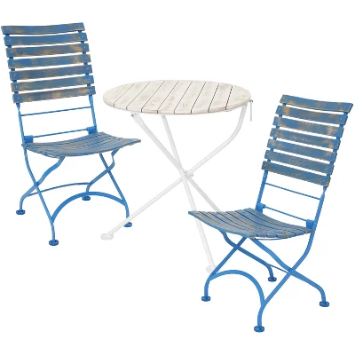 Sunnydaze Decor Sunnydaze Indoor/Outdoor Shabby Chic Cafe Chestnut Wood Folding Bistro Table And Chairs - 3pc 10 Sunnydaze Decor Sunnydaze Indoor/Outdoor Shabby Chic Cafe Chestnut Wood Folding Bistro Table And Chairs - 3pc - Image 8