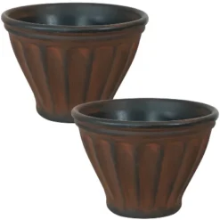Sunnydaze Decor Sunnydaze Indoor/Outdoor Patio, Garden, Or Porch Weather-Resistant Double-Walled Charlotte Flower Pot Planter - 16" - Rust Finish -Furniture GUEST 54184e08 8c41 4513 8ffd e003dc1057d1