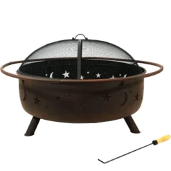 Sunnydaze Decor Sunnydaze Outdoor Camping Or Backyard Steel Round Cosmic Fire Pit With Spark Screen And Log Poker - 41.5" - Black 12 Sunnydaze Decor Sunnydaze Outdoor Camping Or Backyard Steel Round Cosmic Fire Pit With Spark Screen And Log Poker - 41.5" - Black -Furniture GUEST 542879ca 3666 44e1 b392 1f7ede31eafb
