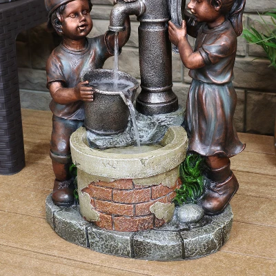 Sunnydaze Decor Sunnydaze 24"H Electric Polyresin Jack And Jill At Farmhouse Pump And Well Outdoor Water Fountain 3 Sunnydaze Decor Sunnydaze 24"H Electric Polyresin Jack And Jill At Farmhouse Pump And Well Outdoor Water Fountain