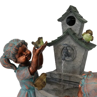 Sunnydaze Decor Sunnydaze 30"H Electric Polyresin Boy And Girl At Bird Bath Outdoor Water Fountain 4 Sunnydaze Decor Sunnydaze 30"H Electric Polyresin Boy And Girl At Bird Bath Outdoor Water Fountain - Image 2