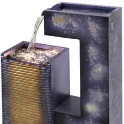 Sunnydaze Decor Sunnydaze 32"H Electric Metal Cascading Tower Outdoor Water Fountain With LED Lights -Furniture GUEST 5721d952 394e 41f8 938a 3b8b356fdffa