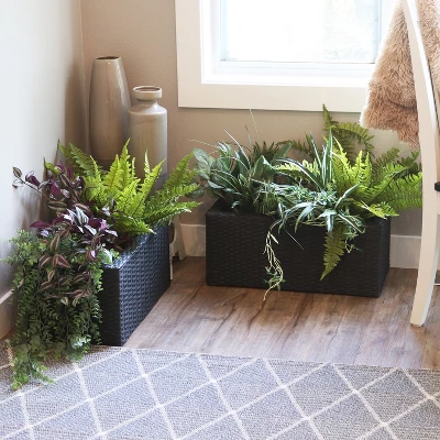 Sunnydaze Decor Sunnydaze 2-Section Rectangle Polyrattan Indoor Planters - 21.5" W X 11.5" D X 9.25" H - 2-Pack 3 Sunnydaze Decor Sunnydaze 2-Section Rectangle Polyrattan Indoor Planters - 21.5" W X 11.5" D X 9.25" H - 2-Pack