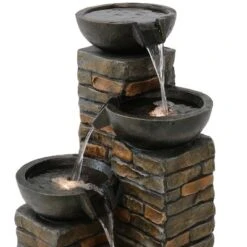 Sunnydaze Decor Sunnydaze 34"H Electric Polyresin Staggered Bowls Tiered Outdoor Water Fountain With LED Lights -Furniture GUEST 586bce2d deb7 48bc 8cdf a72d234dd13d