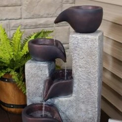 Sunnydaze Decor Sunnydaze Outdoor Polyresin Solar Powered Aged Tiered Vessels Water Fountain With Battery Backup - 29" -Furniture GUEST 592f384f a78c 4fb9 b797 25b2251a63a2
