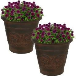 Sunnydaze Decor Sunnydaze Indoor/Outdoor Patio, Garden, Or Porch Weather-Resistant Double-Walled Arabella Flower Pot Planter - 16" - Rust Finish -Furniture GUEST 59c5b441 34a4 45d4 bbc6 d658f8f76082