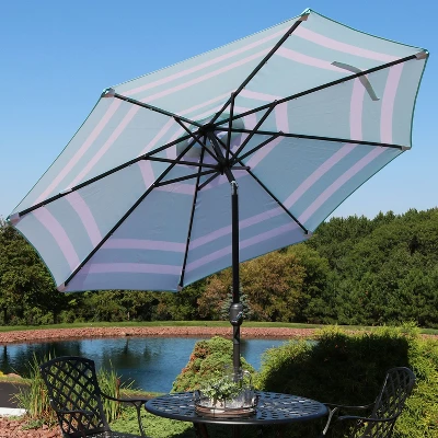 Sunnydaze Decor Sunnydaze Outdoor Aluminum Patio Umbrella With Solar LED Lights, Tilt, And Crank - 9' 7 Sunnydaze Decor Sunnydaze Outdoor Aluminum Patio Umbrella With Solar LED Lights, Tilt, And Crank - 9' - Image 5