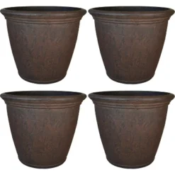 Sunnydaze Decor Sunnydaze Indoor/Outdoor Patio, Garden, Or Porch Weather-Resistant Double-Walled Anjelica Flower Pot Planter - 16" - Rust Finish -Furniture GUEST 59f9dc5b 2c67 447d 898d 196fbbf980bf
