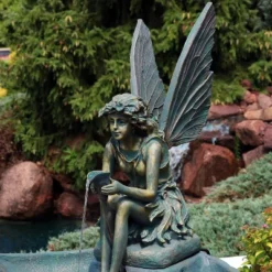 Sunnydaze Decor Sunnydaze 30"H Electric Fiberglass Fairy Shell Outdoor Water Fountain -Furniture GUEST 5a3545af d4c5 4068 9381 fe2a54e5dfe3