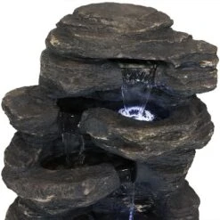 Sunnydaze Decor Sunnydaze 24"H Electric Polystone Rock Falls Waterfall Outdoor Water Fountain With LED Lights -Furniture GUEST 5a5b31d9 e6df 4122 848f 3bb22101d28a