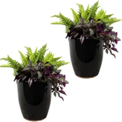Sunnydaze Decor Sunnydaze Indoor/Outdoor Captivating Vista Decorative Glazed Ceramic Planters For Greenery Or Flowers - 11.5" -Furniture GUEST 5aa45bcd 9815 4377 8b98 72b2844e658b