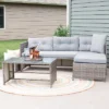 Sunnydaze Decor Sunnydaze Outdoor Longford Patio Sectional Sofa Conversation Set With Cushions And Table - Stone Gray - 3pc -Furniture GUEST 5ab3d3d9 2241 4f4a 9ac9 16cafa9b34a6