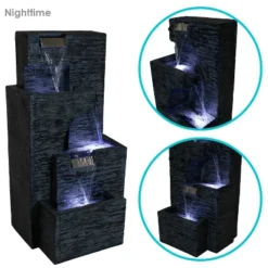 Sunnydaze Decor Sunnydaze 32"H Electric Polyresin Cascading Tower Tiered Outdoor Water Fountain With LED Lights -Furniture GUEST 5b67107e c019 42af a267 1d82599aa674
