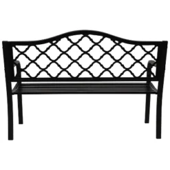 Sunnydaze Decor Sunnydaze 2-Person Lattice Design Black Cast Iron Outdoor Garden Bench
