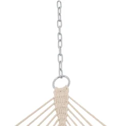 Sunnydaze Decor Sunnydaze Polycotton 2-Person Hammock With Curved Bamboo Foldable Spreader Bars - 450 Lb Weight Capacity - Neutral Stripe -Furniture GUEST 5c886bb5 6015 4bde 96d2 ceb1b4a9a6b4