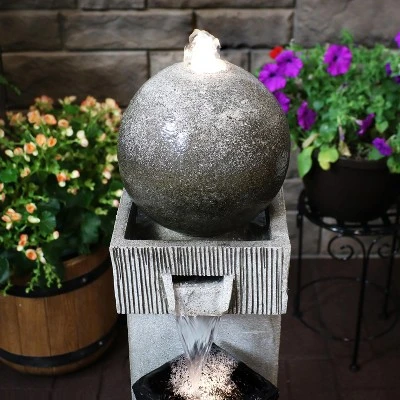 Sunnydaze Decor Sunnydaze 35"H Electric Polyresin Modern Artistry Column Outdoor Water Fountain With LED Lights 7 Sunnydaze Decor Sunnydaze 35"H Electric Polyresin Modern Artistry Column Outdoor Water Fountain With LED Lights - Image 5