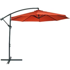 Sunnydaze Decor Sunnydaze Outdoor Steel Offset Cantilever Pool Patio Umbrella With Crank And Cross Base - 10' -Furniture GUEST 5e0f3e89 78b6 44d3 8b52 f199364d0af7
