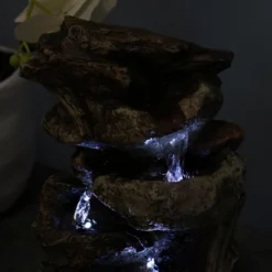Sunnydaze Decor Sunnydaze Indoor Home Decorative Tiered Rock And Log Waterfall Tabletop Water Fountain With LED Lights - 10" -Furniture GUEST 5e9d5538 a9c3 49cd b5e5 1db02c8071a2