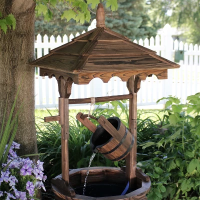 Sunnydaze Decor Sunnydaze 48"H Electric Fir Wood Old-Fashioned Wishing Well Outdoor Water Fountain 7 Sunnydaze Decor Sunnydaze 48"H Electric Fir Wood Old-Fashioned Wishing Well Outdoor Water Fountain - Image 5