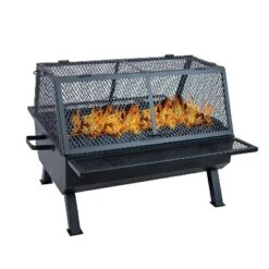 Sunnydaze Decor Sunnydaze Steel Grilling Fire Pit With Mesh Spark Screen And Protective PVC Cover - Black - 36." W X 32.5" D X 23.75" H -Furniture GUEST 5eefcee8 19c5 4b99 b1d0 4a961869e7b3